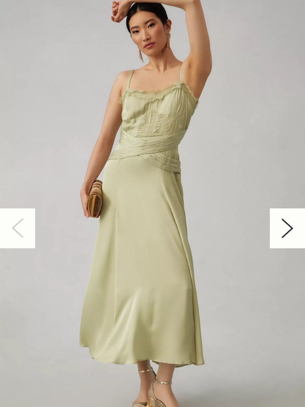 Anthropologie Let Me Be A-Line Lace-Trimmed Midi Dress